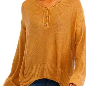 Women's Drop Shoulder Henley Sweater